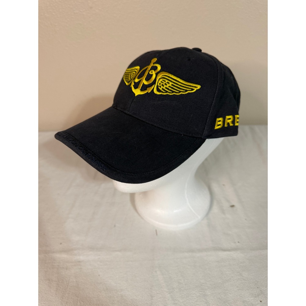Breitling Swiss Chronographs Hat Navy Blue Yellow Embroidered Adjustable Cap